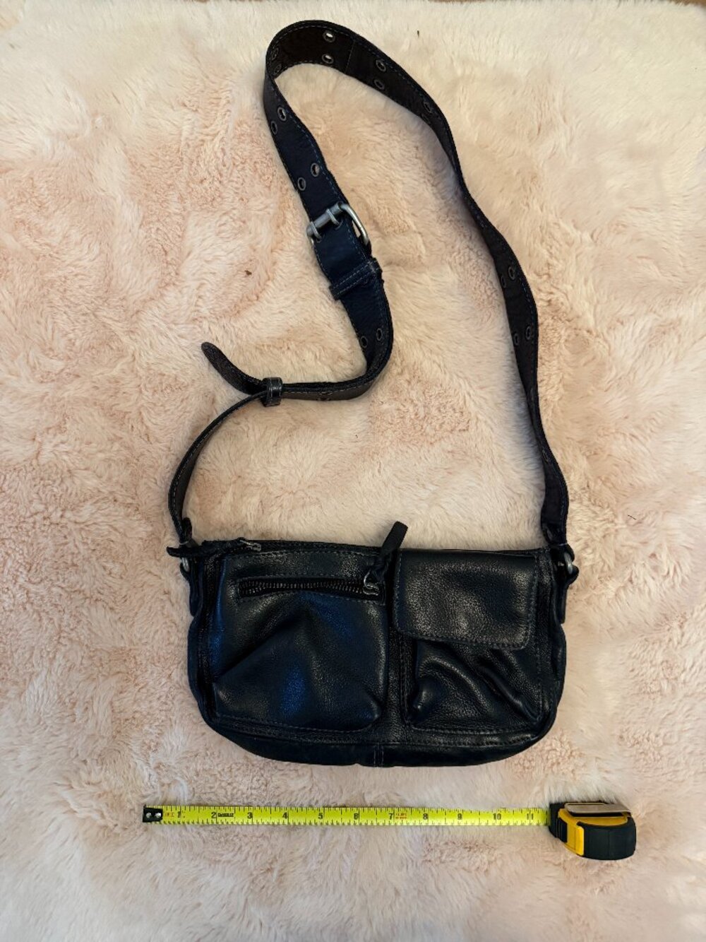 Free People Wade Black Leather Sling Crossbody Bag